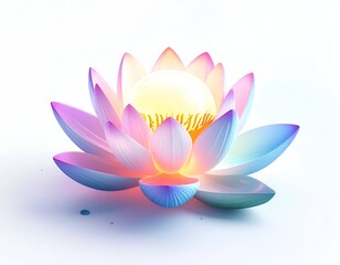Fototapeta premium Luminous, multi-colored lotus flower blooming on a white background