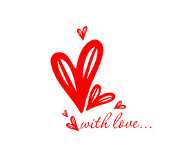 simple valentines day card with hearts, flat vector illustration, perfect for your holiday background, textile, greeting card, wrapping