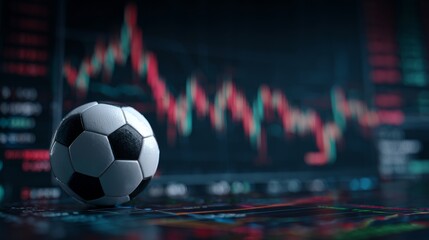 soccer ball with a background of statistical graphs