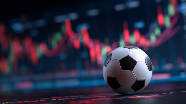 soccer ball with a background of statistical graphs - Powered by Adobe