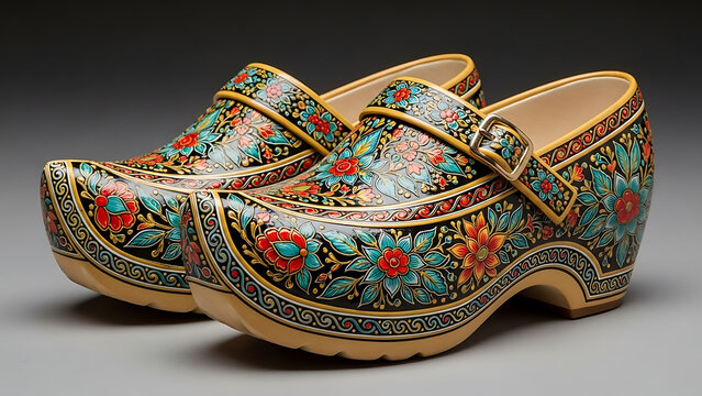 Painted Dutch Wooden Clogs