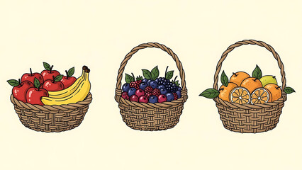 Baskets of Fresh Mixed Fruit