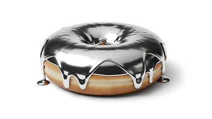 Donut with Liquid Silver Glaze