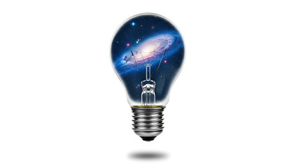 Creative Light Bulb with Galaxy and Nebula Universe Inside Innovation Concept
