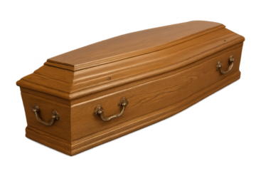 Wooden coffin representing death, funeral, and mourning ceremony