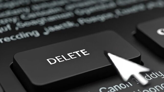 A close-up view of a keyboard's delete key, symbolizing digital data management and technology in modern computing.