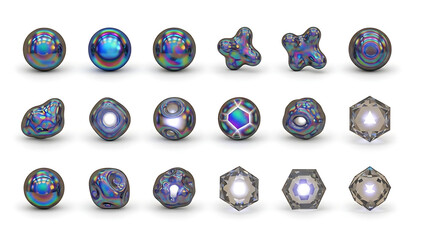 Iridescent Holographic 3D Geometric Shape Collection