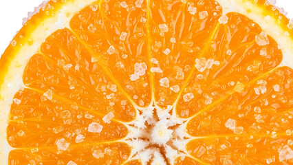 Orange slice with sugar macro
