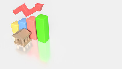 Financial Growth Concept with Colorful Bar Chart and Upward Arrow 3d render.