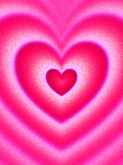 Dreamy pink heart tunnel with grain effect and gentle color gradient created from thousands of individual dots. Valentine&rsquo;s Day concept with romance, sweetness and emotional warmth for greeting cards