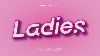 Pink 3D Ladies Editable Vector Text Effect Modern Bold Style