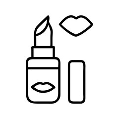 Line drawing of lipstick tube with cap and lip symbol  