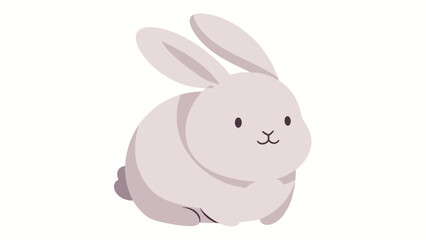 Fototapeta premium Charming Cartoon Rabbit Sitting Quietly With Fluffy White Fur in Pastel Tones.