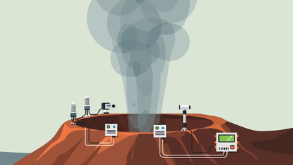 People using laptops on a rocky cliff during an outdoor technology meetup session.
