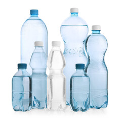 Naklejka premium Water bottles of different sizes isolated on white