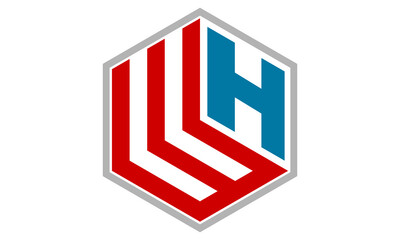 WH cube alphabet letter logo