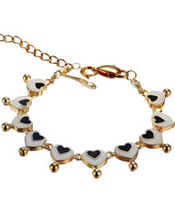 "linked enamel-charm bracelet forming heart, jewelry PNG isolated on white background --no text 