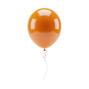 Single orange balloon isolated on transparent background
