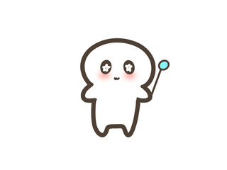 Obraz premium Cute Alien with Starry Eyes, Kawaii Space Character Illustration