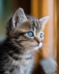 Obraz premium baby kitten looking toward empty space, directional gaze guiding headline placement