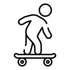 Person skateboarding, man riding a skateboard, skater black line icon