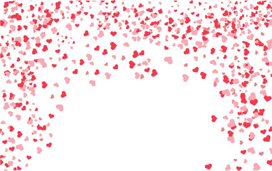 Falling heart shape confitti. Romantic heart border for love-themed background
