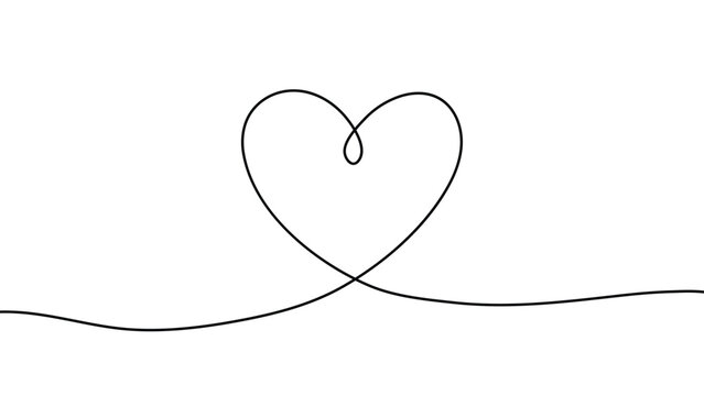 Minimalist single line heart drawing, continuous line art valentine symbol on white background, romantic minimalist vector.
