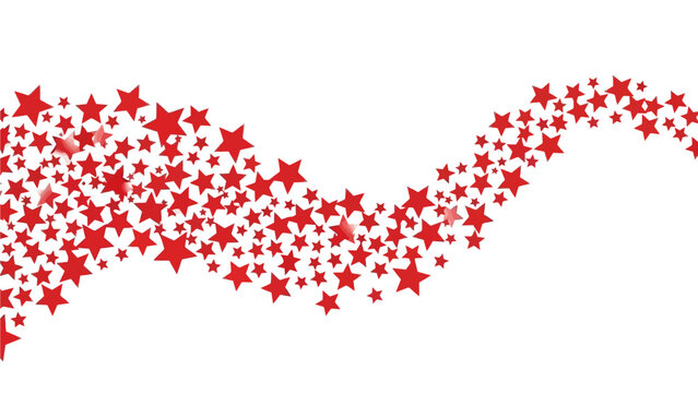 Red stars forming a wavy pattern on a white background