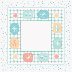 Abstract Geometric Pattern Frame with Pastel Shapes and Subtle Texture Overlay on White Background Minimalist Digital Art