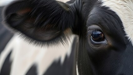 Extreme Macro of a Holstein Cow Eye and Ear with Detailed Texture
