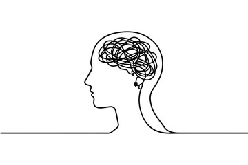Minimalist One Line Art Human Head With Abstract Lines Illustration for Complex Thinking Concept