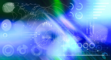 Global Data Network and Business Analytics Visualization.Digital technology concept big data visualization.different important information together.patterns, predictions, technology, and futuristic 