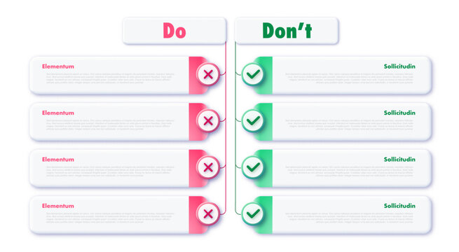 Do and dont infographic design template modern style for presentation