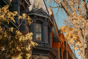 Fa&ccedil;ades color&eacute;es typiques du Plateau Mont-Royal, Montr&eacute;al 