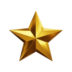 Golden star icon isolated on transparent background