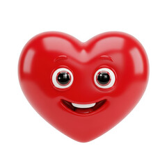 Happy red heart with eyes isolated on transparent background