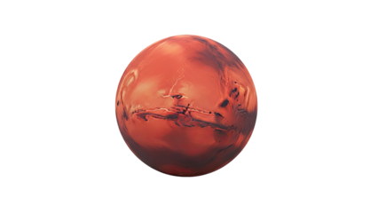 Detailed 3D Rendering of Planet Mars with Surface Features