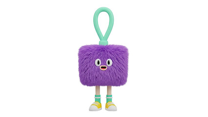 Furry Purple Character with Loop and Sneakers