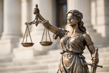 Bronze statue of Lady Justice, representing fairness and the rule of law.