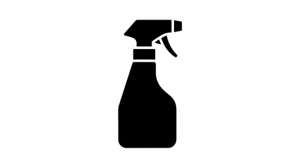 Vector illustration of a black silhouette spray bottle for cleaning solutions on transparent background