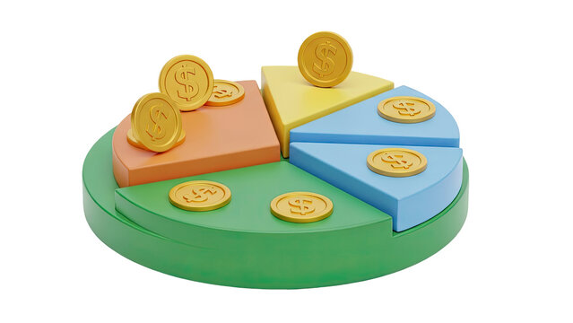 3D Pie Chart with Gold Dollar Coins