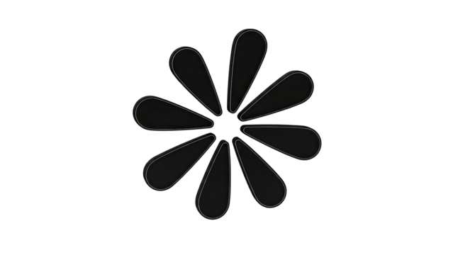 Black Flower Petal Shape with White Outline on Gray Background - Powered by Adobe