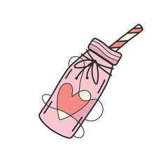 Love Drink Bottle with Heart Abstract Line Art