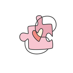 Love Puzzle Piece with Heart Abstract Illustration
