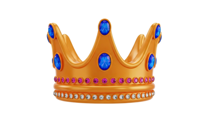 Golden Crown with Blue and Pink Jewels