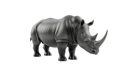 Fototapeta premium Gray Rhinoceros Sculpture on White Background