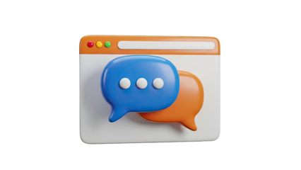 3D Chat Bubbles and Browser Window Icon