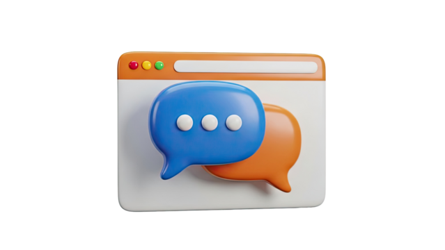 3D Chat Bubbles and Browser Window Icon - Powered by Adobe