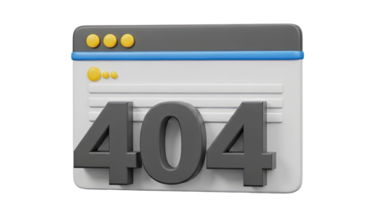 3D Render of 404 Error Page on a Website