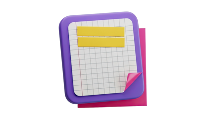3D Render of a Notebook with Yellow Tabs